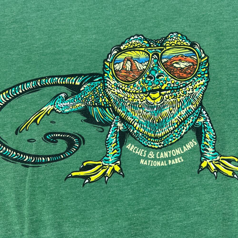 Wild Tribute Lizard Arches & Canyonlands National Parks Green T Shirt Size XL